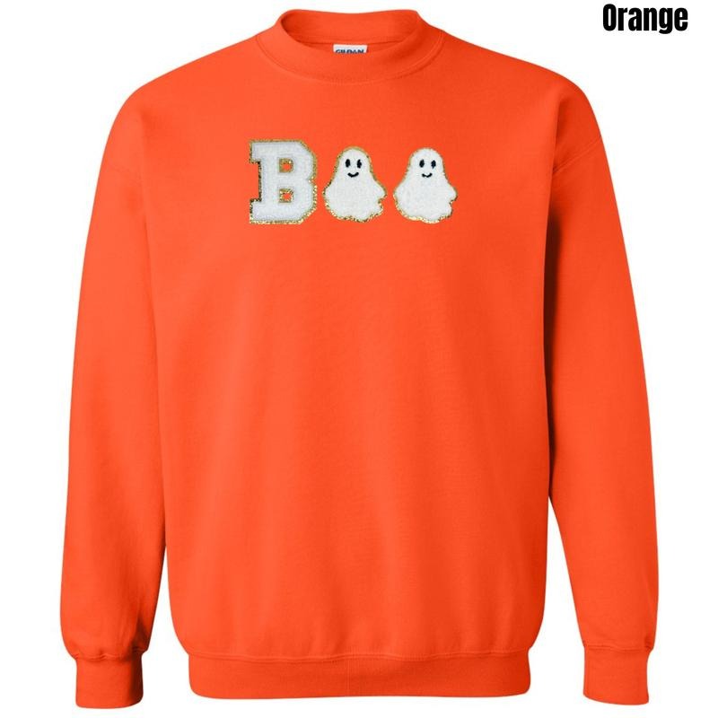 Boo Mini Ghost Chenille Patch Sweatshirt T-Shirts, Hoodie | HypeDripTees.com