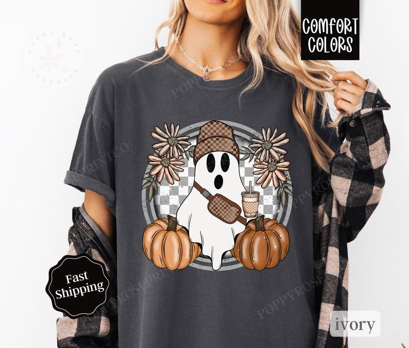 Boojee Ghost Shirt Comfort Colors Cute Ghost Halloween Shirt October Shirt T-Shirts, Hoodie, Sweatshirt
