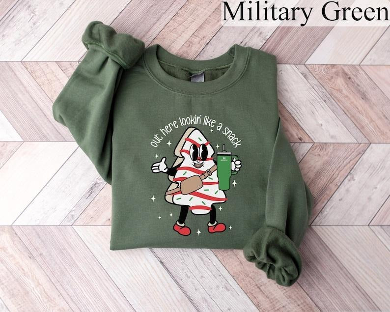 Boojee Out Here Lookin Like A Snack Shirt, Christmas Tree Cake Shirt, Christmas Crewneck, Holiday Sweater, Funny...