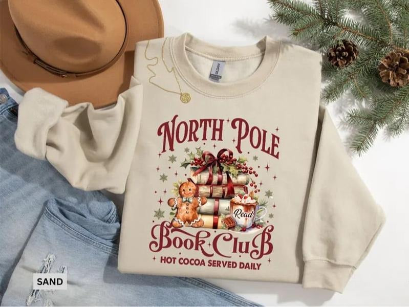 Book Club Christmas Sweatshirt for Bookish Gift North Pole Reading Sweater for Librarian Christmas Gift for Girly...