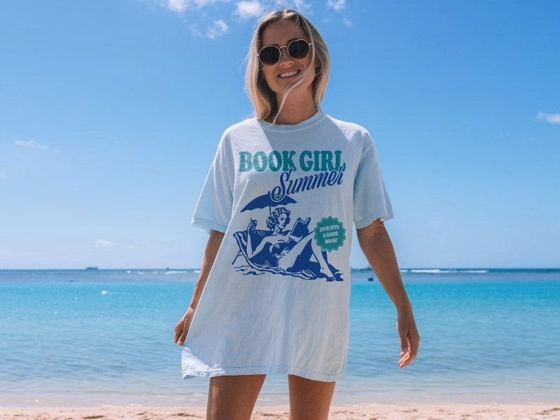 Book Girl Summer Shirt | Beach Book Lover Summer Bookish Funny Reader Beach Shirt Bookish Vacation Shirt Coconut Girl...