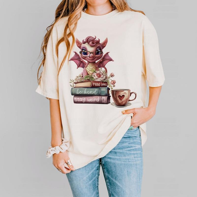 Book Lover T-Shirt, Be Kind Tee, Stay Weird Tee, Fantasy Book Reader Tee, Bookish Tee, Book Addicted Tee, Dragon Shirt,...