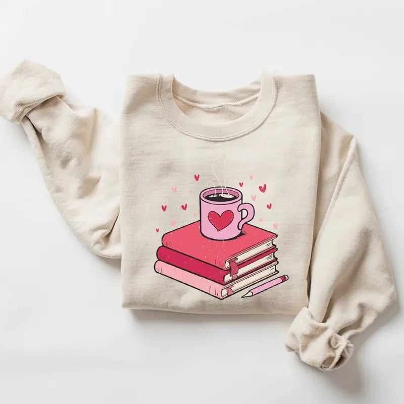 Book Lover Valentines Valentine Coffee Cotton Fabric T-Shirts, Hoodie, Sweatshirt