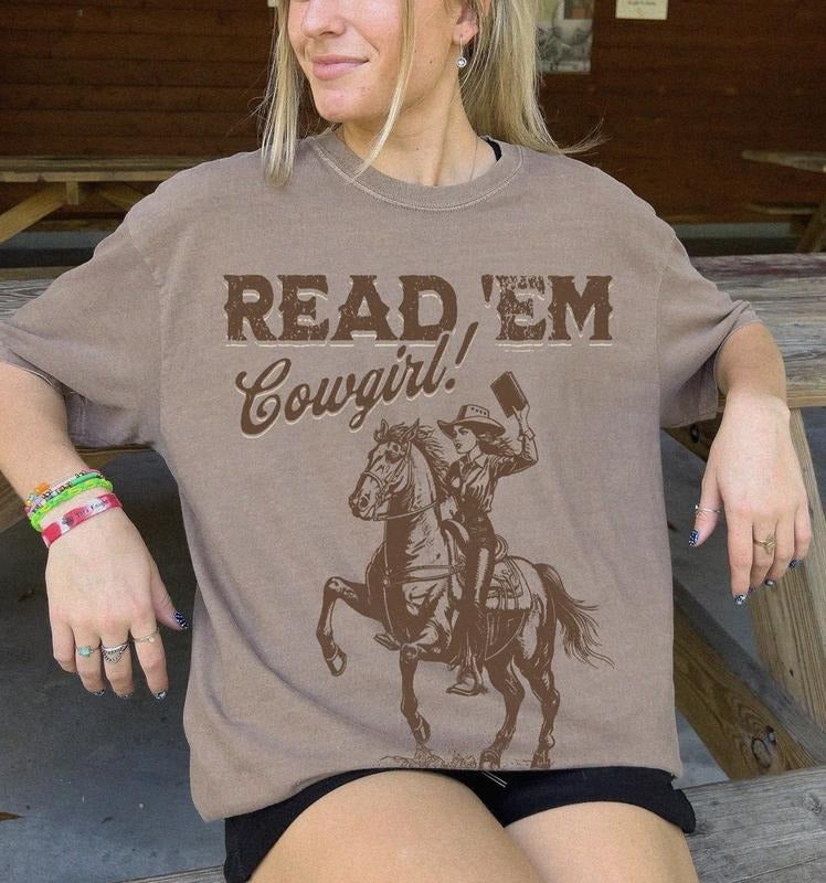 Bookish Cowgirl Shirt |Book Lover Shirt Country Bookish Tee Bookish Gift For Her Country Girl Reader Art Top Womenswear...