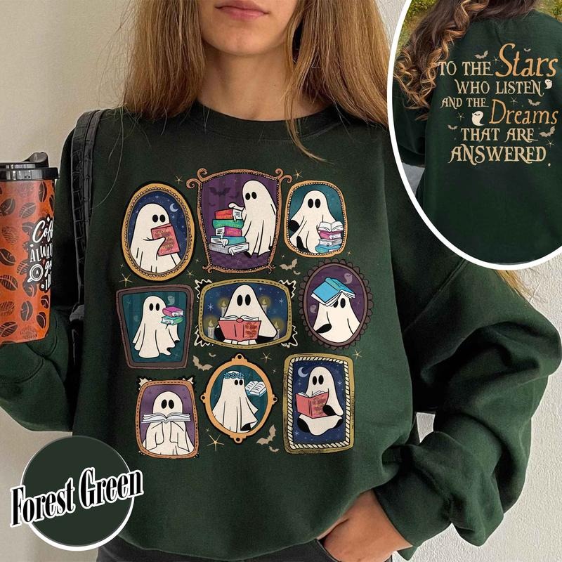Bookish Ghost Sweatshirt, Throne Of Glass, Sjm Book Reader, Sjm Tee, Book Ghosts Tshirt, Sjm Halloween Shirt, A Court Of...