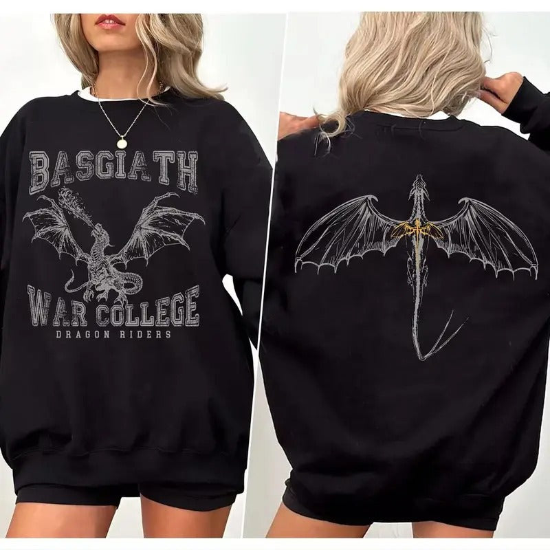 Bookish War Double Sided Shirt, Basgiath War College Book Sweatshirt, Dragon Rider Tshirt, Book Lover Bookworm Bookish...