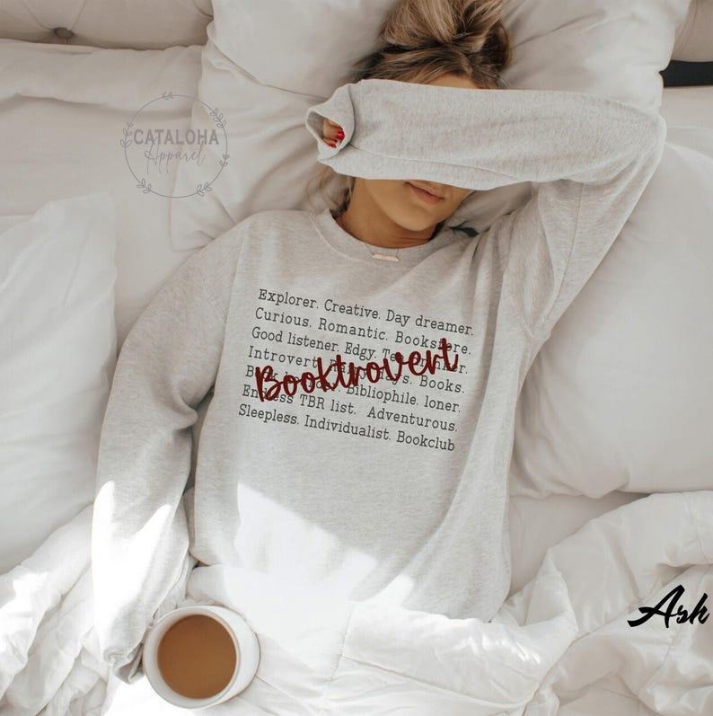 Booktrovert Sweatshirt, Book Lover Gifts,Book Club Sweatshirt, Late night reader Book Club sweater, One more chapter,...