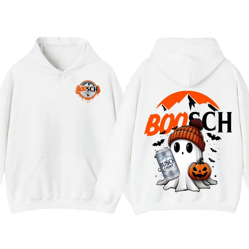 Boosh Light Cute Boo Ghost Halloween 2 Sided Hoodie T-Shirt, Boosh Light Halloween Hoodie For Men And Women, Halloween...