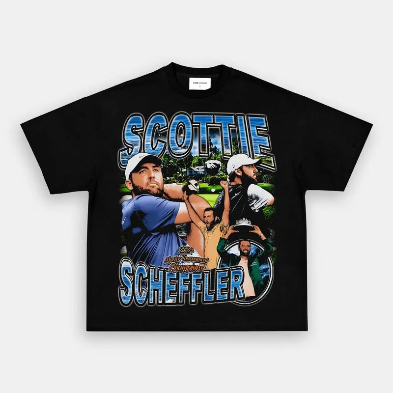 Bootleg Vintage 90s Style SCOTTIE SCHEFFLER TEE T-Shirt Golf Casual Classic Cotton Fabric Menswear Top Hoodie Medium...