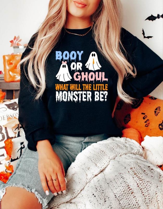 Booy Or Ghoul Sweatshirt, What will The Little Monster Be Hoodie, Matching Family Baby Shower Sweater, Halloween Gender...