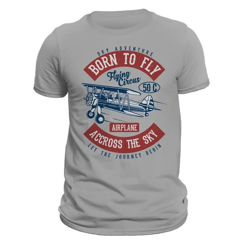 Born To Fly Across The Sky Airplane Pilot Men's T-Shirt Casual Crewneck Hoodie, Sweatshirt | HypeDripTees.com