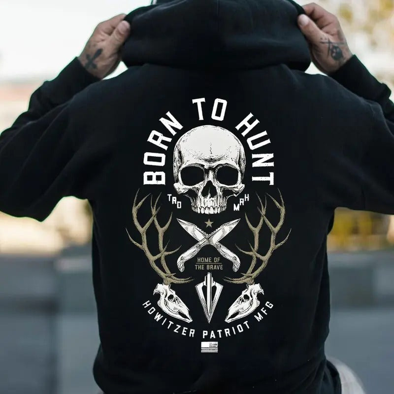 Born To Hunt Back Side Printed T-shirt - Crewneck Sweatshirt