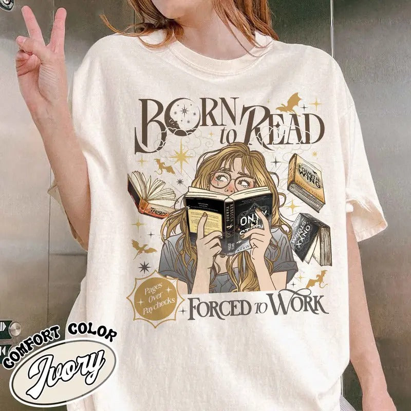 Born To Read FW Bookish Comfort Colors Shirt Funny Reader Book Addict Bookish Gift for Her Dark Romance Fourth Wing Book...