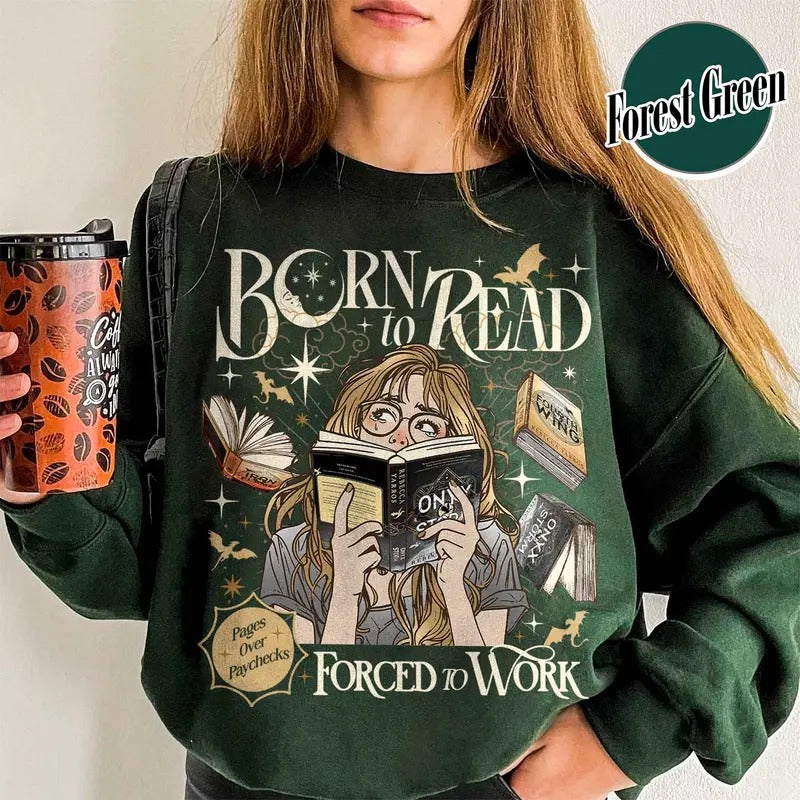 Born To Read FW Bookish Sweatshirt, Funny Reader Book Addict, Bookish Gift for Her, Dark Romance, Fourth Wing Book...