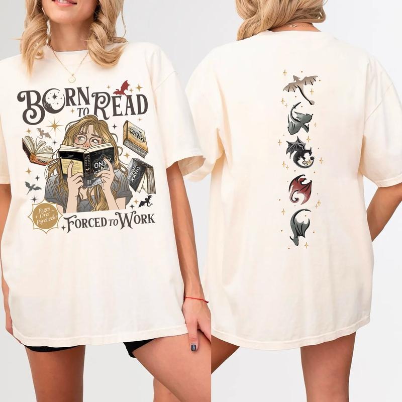 Born To Read Forced To Work Fourth Wing Shirt, Onyx Storm Shirt, Bookish Sweatshirt, Fantasy Book Shirt, Booktok Shirt....