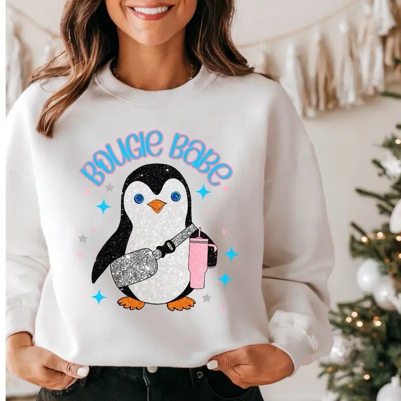 Bougie Babe Glitter Fleece Crewneck Sweatshirt T-Shirts, Hoodie | HypeDripTees.com