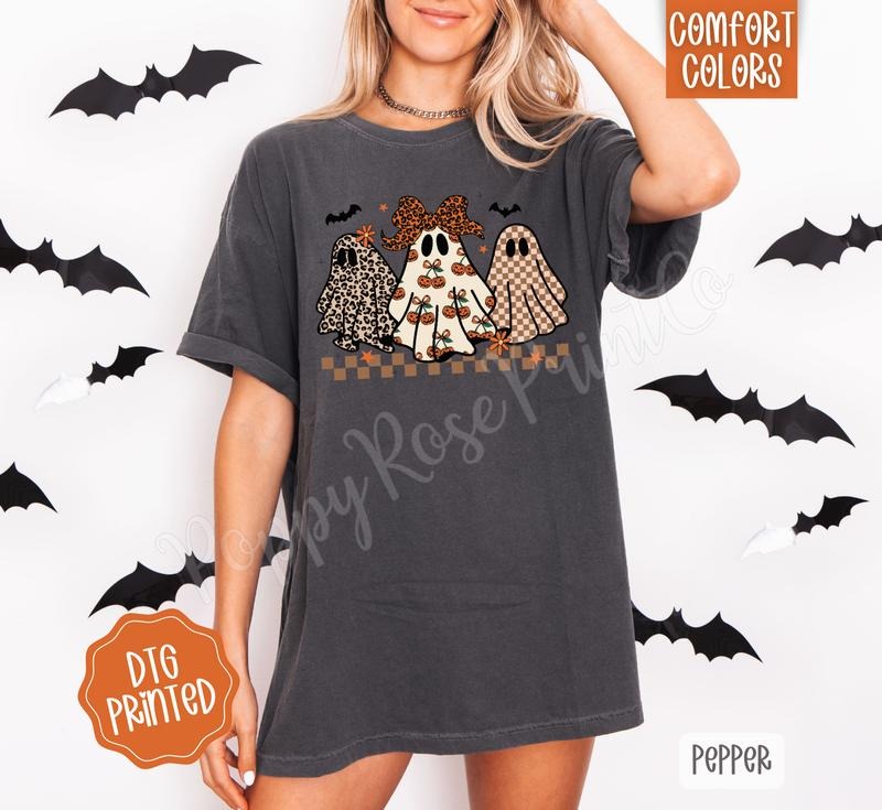 Boujee Ghost Trio Shirt Comfort Colors, Trendy Halloween Tshirt Hoodie, Sweatshirt | HypeDripTees.com