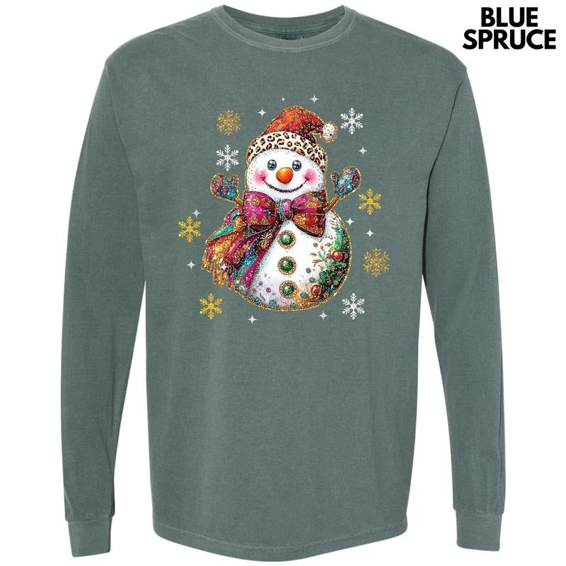 Boujee Snowman Long Sleeve Comfort Colors T-Shirt 'NLB' Hoodie, Sweatshirt | HypeDripTees.com