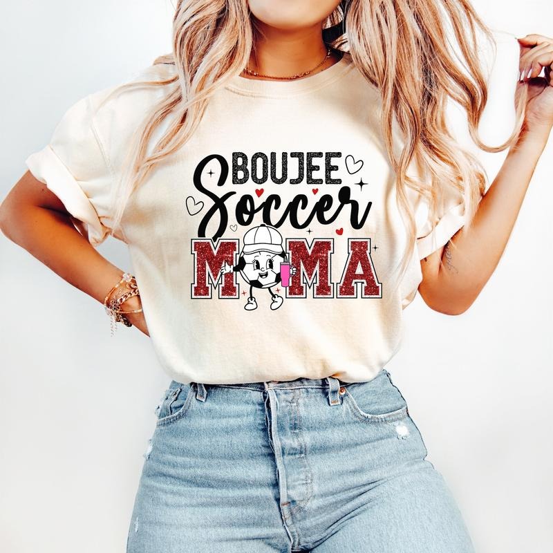 Boujee Soccer Mama T-Shirt, Soccer T-Shirt, Sports T-Shirt, Trendy Retro Mom T-Shirt,