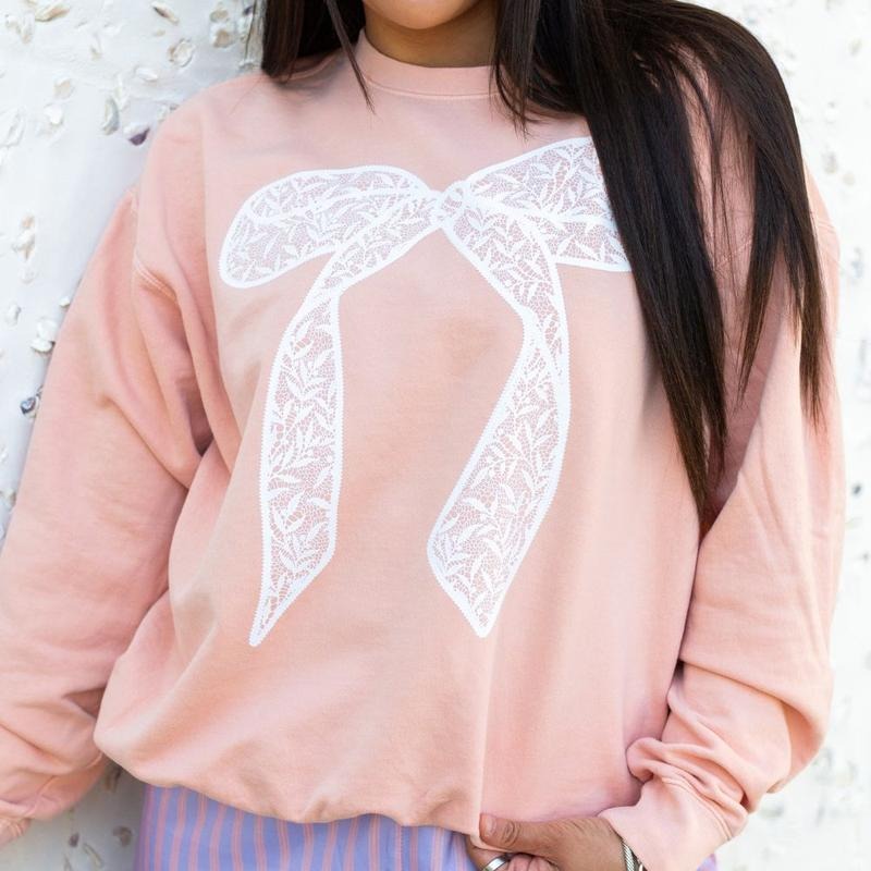 Bow 'Lace It Up' Lightweight Sweatshirt T-Shirts, Hoodie | HypeDripTees.com