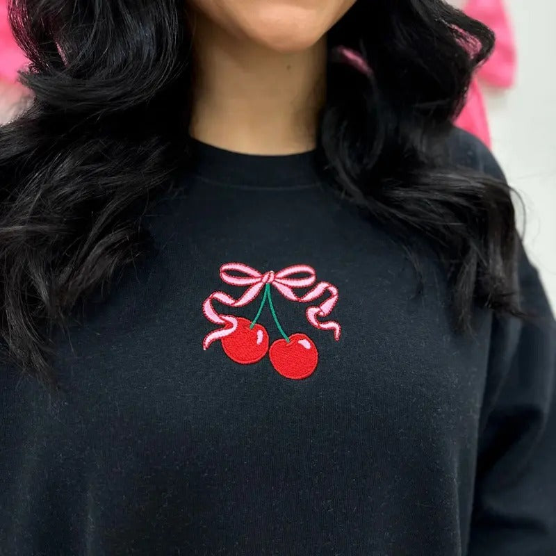 'Bow Cherries' Crewneck Sweatshirt T-Shirts, Hoodie | HypeDripTees.com
