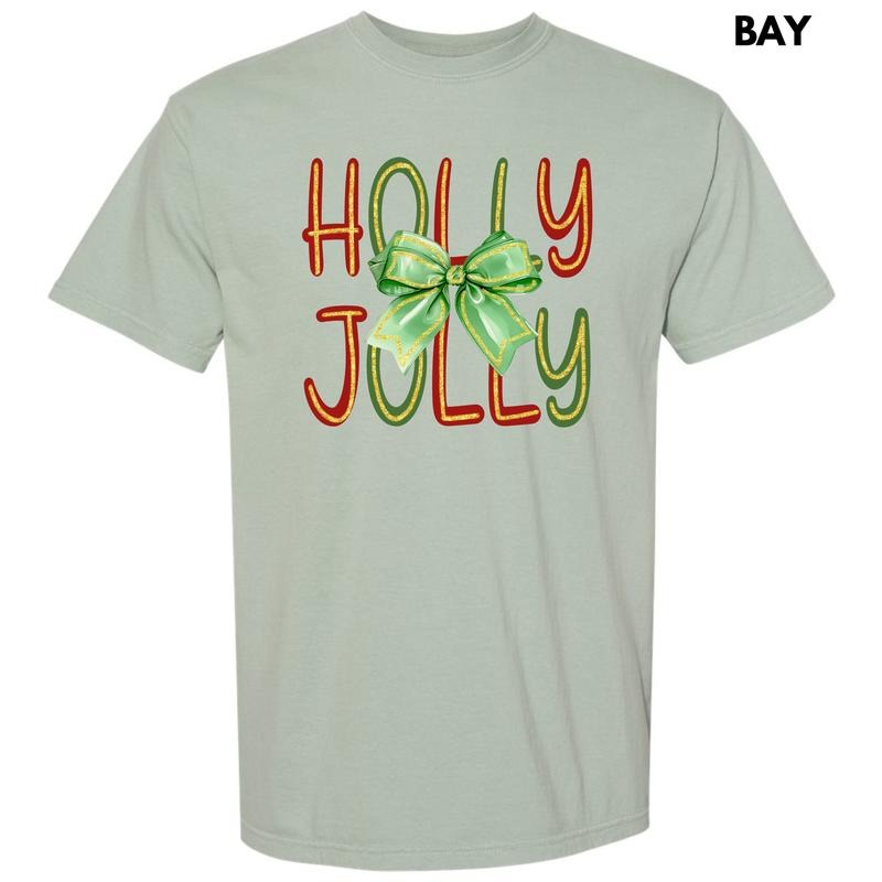 Bow Holly Jolly Comfort Colors T-Shirt 'NLB' Hoodie, Sweatshirt | HypeDripTees.com