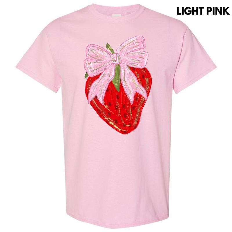 Bow Topped Strawberry Gildan Short Sleeve T-Shirt 'NLB' Hoodie, Sweatshirt | HypeDripTees.com