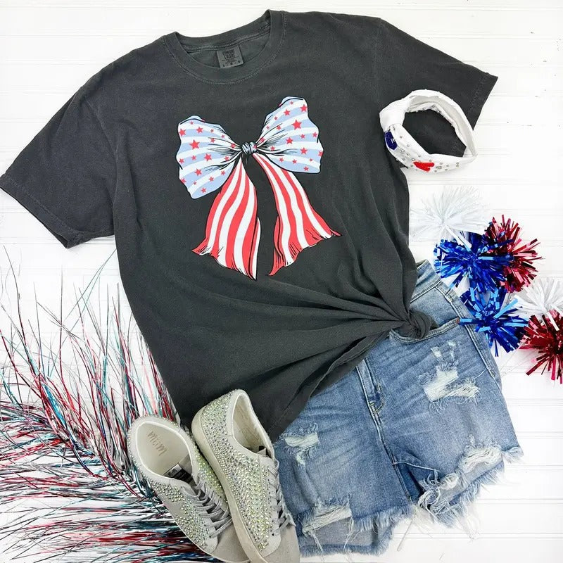 Bow-tiful Stars & Stripes Comfort Colors T-Shirt 'NLB' Hoodie, Sweatshirt | HypeDripTees.com