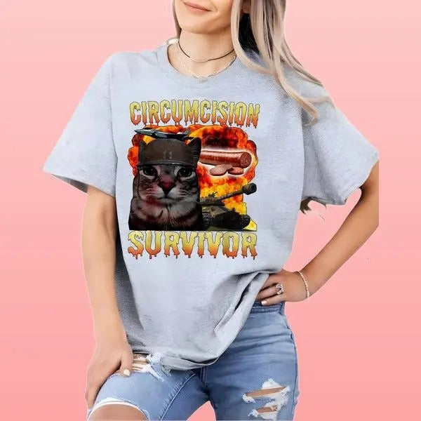 Brainrot Humor Funny Cat T-shirt Retro Design Customizable Bold Style Retro Graphic Hoodie, Sweatshirt | HypeDripTees.com