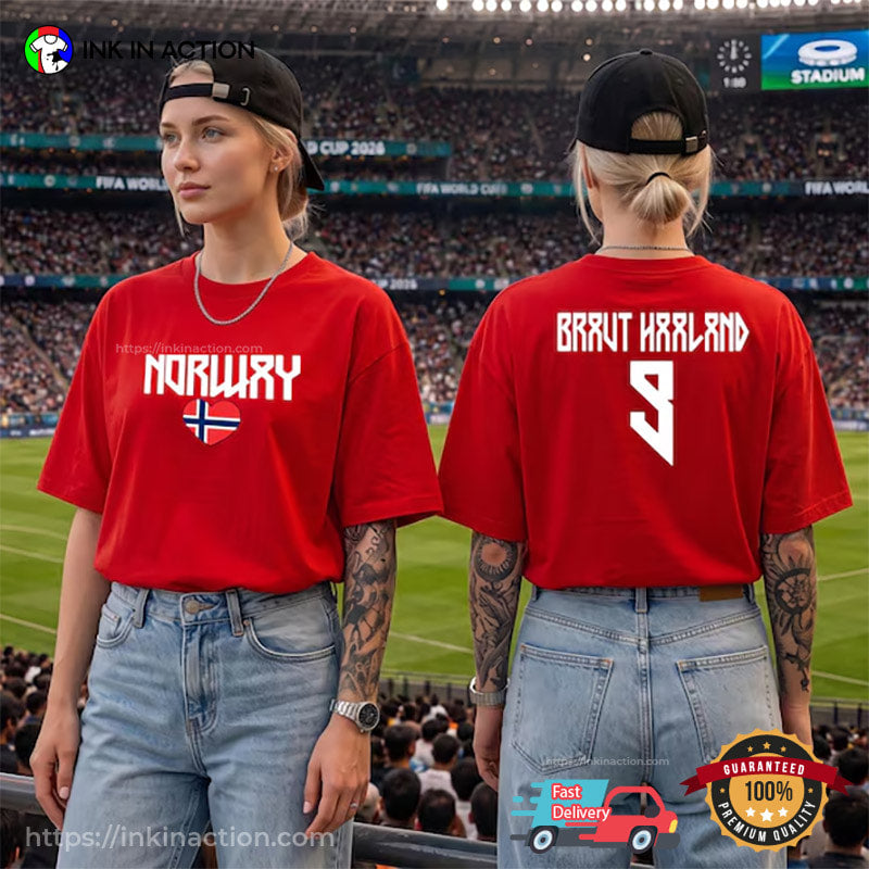 Braut Haaland Norway Soccer Fans 2-sided Shirt