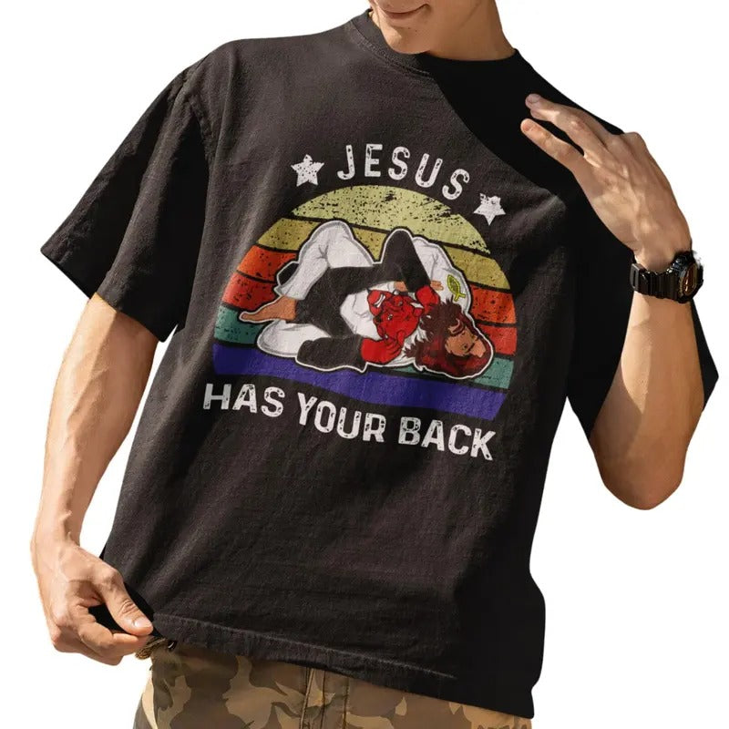 Brazilian Jiu Jitsu Shirt Jesus Shirt Jesus Has Your Back T-Shirt Hoodie, Sweatshirt | HypeDripTees.com