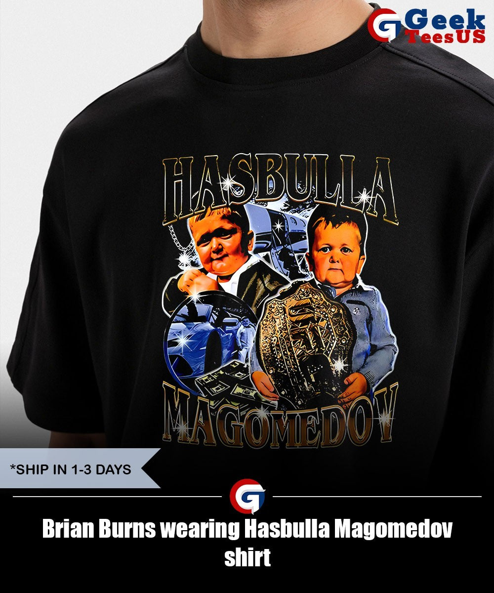 Brian Burns wearing Hasbulla Magomedov shirt