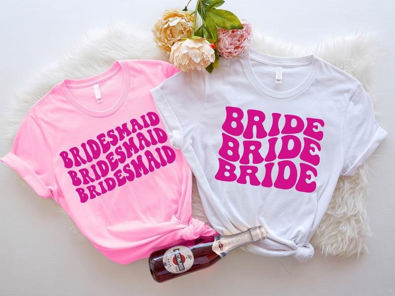 Bride And Bridesmaid Shirt, Matching Bachelorette Party Tee, Bridal Party T-shirt, Wedding Gift for Bridal Shower, Maid...
