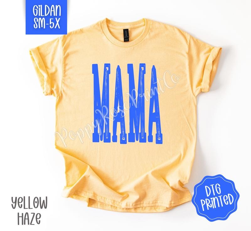 Bright Blue Mama Gildan Shirt, Cute Mom Tshirt, Trendy Oversized Tee, Gift for Her Hoodie, Sweatshirt | HypeDripTees.com