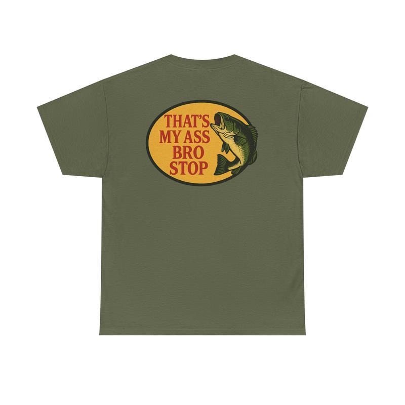 Bro Stop Unisex Heavy Cotton Tee - Fish Shirt - Funny - Butt - Joke - Edgy