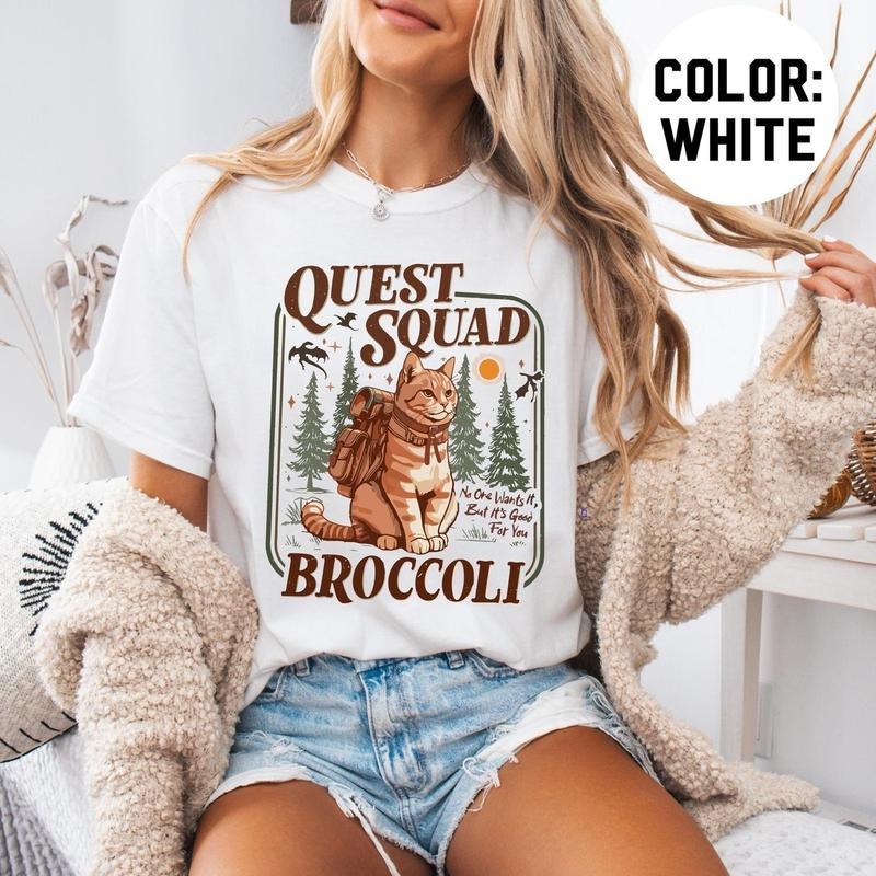 Broccoli Cat Shirt - Onyx Storm Quest Squad Tee - Ridoc Romantasy Fan Gift Hoodie, Sweatshirt | HypeDripTees.com