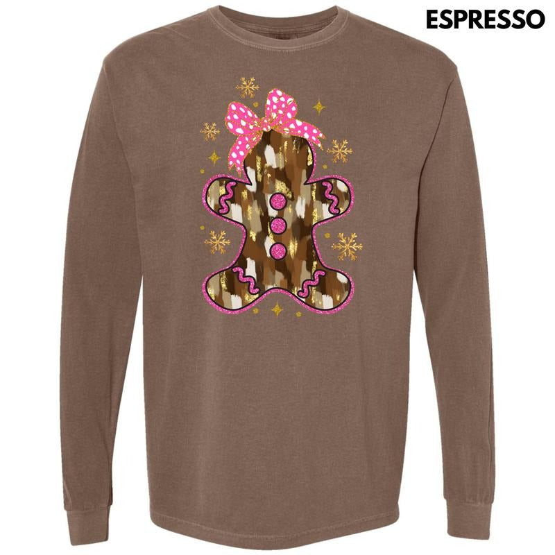 Brown Brushstroke Gingerbread Long Sleeve Comfort Colors T-Shirt 'NLB' Hoodie, Sweatshirt | HypeDripTees.com