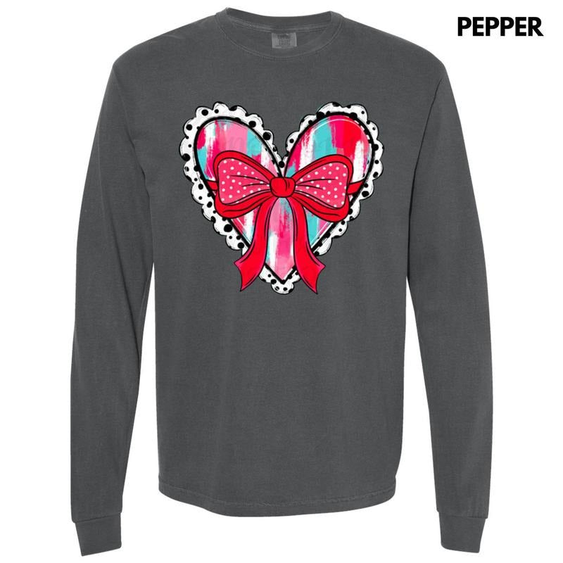Brushstroke Coquette Heart Long Sleeve Comfort Colors T-Shirt Hoodie, Sweatshirt | HypeDripTees.com