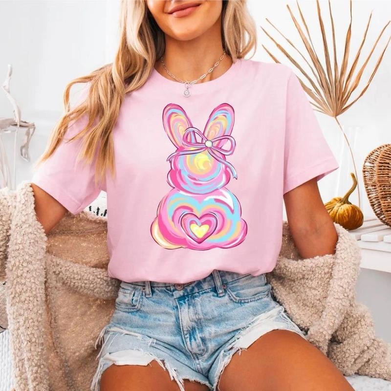 Brushstroke Easter Bunny Sweatshirt, Easter Bunny Coquette Bow Tee, Easter Vibes Sweatshirt, Happy Easter Day Tee, Easter...