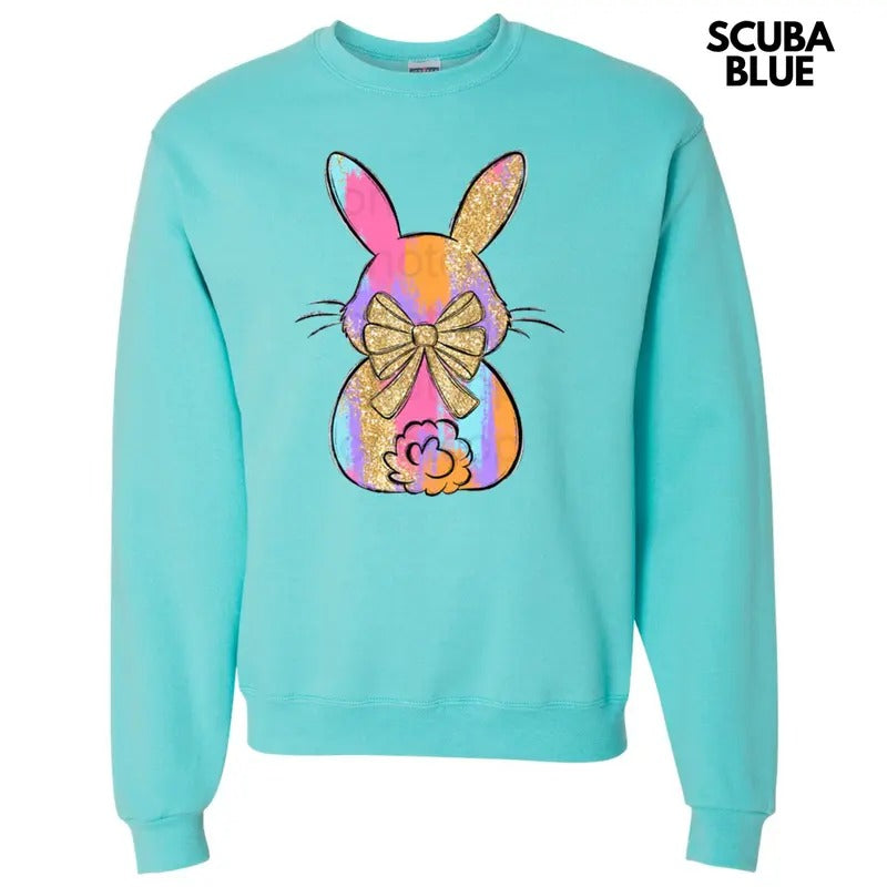 Brushstroke Faux Glitter Bunny Sweatshirt T-Shirts, Hoodie | HypeDripTees.com