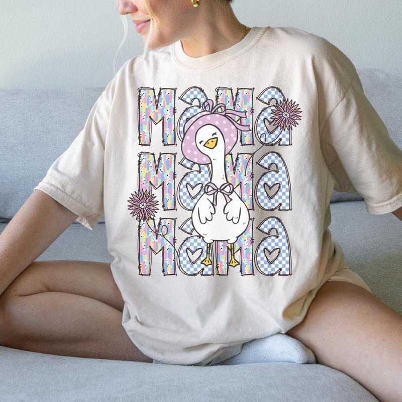 Brushstroke Mama Goose Shirt Floral Mama Goose Shirt Retro Checkered Mama Silly Goose Lover T-Shirts, Hoodie, Sweatshirt