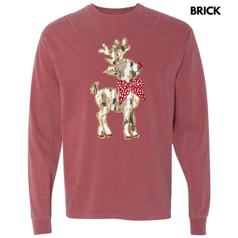 Brushstroke Reindeer Long Sleeve Comfort Colors T-Shirt 'NLB' Hoodie, Sweatshirt | HypeDripTees.com