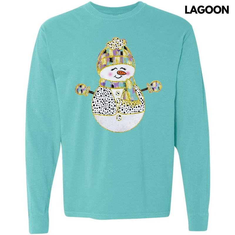 Brushstroke Snowman Purple Long Sleeve Comfort Colors T-Shirt 'NLB' Hoodie, Sweatshirt | HypeDripTees.com