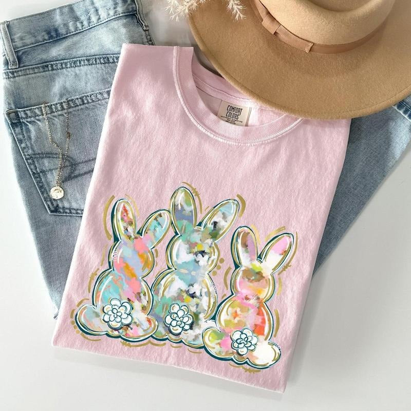 Brushstroke, Easter, Peter Cottontail, Watercolor Tshirt, Women's Crew Neck, Crewneck Hoodie, Sweatshirt | HypeDripTees.com
