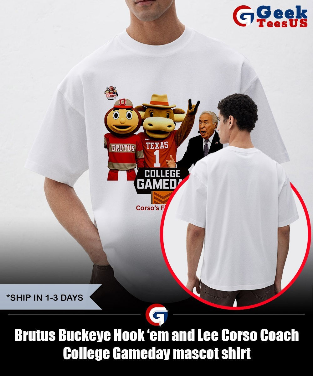 Brutus Buckeye Hook ’em and Lee Corso Coach College Gameday mascot shirt