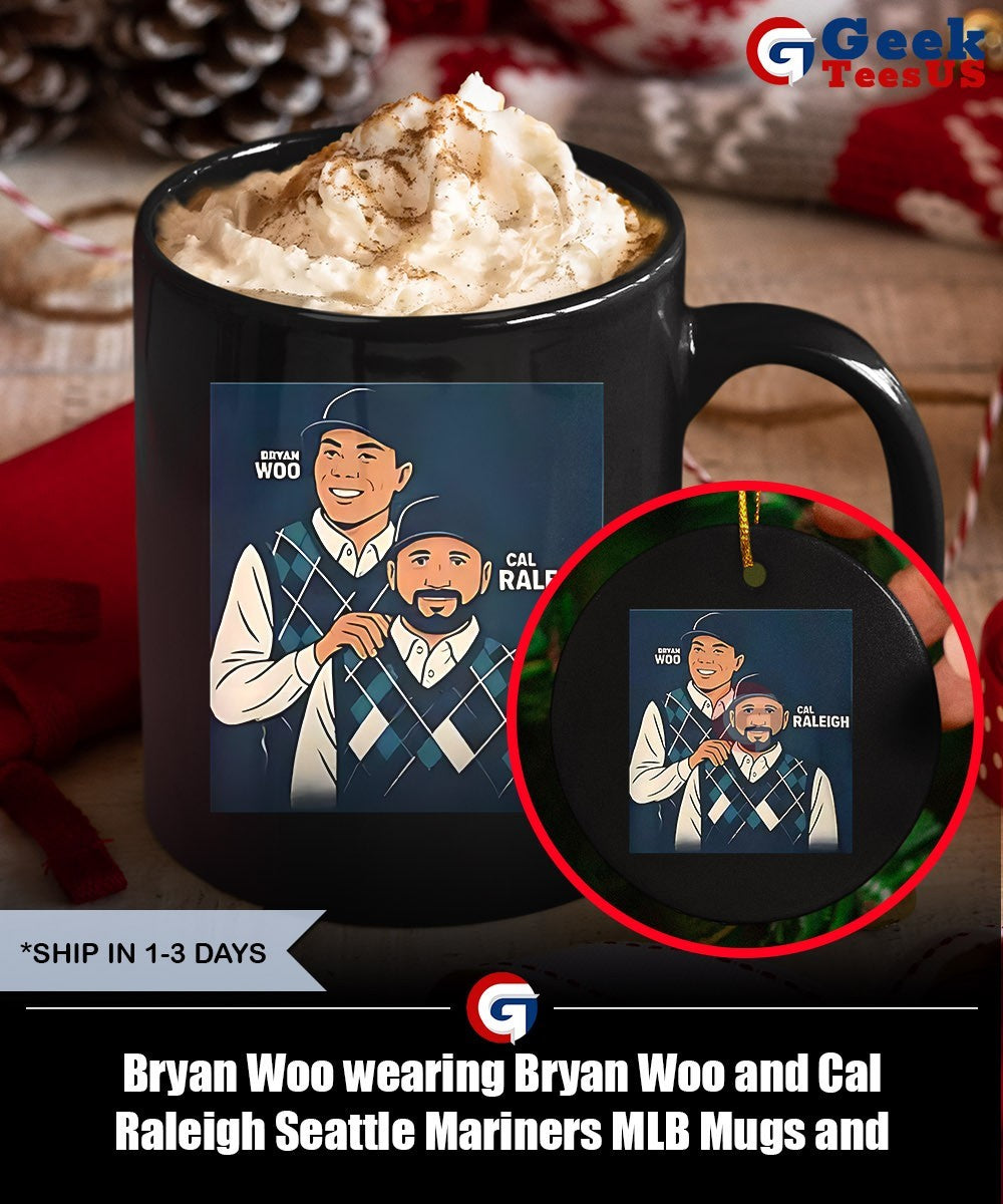 Bryan Woo wearing Bryan Woo and Cal Raleigh Seattle Mariners MLB shirt
