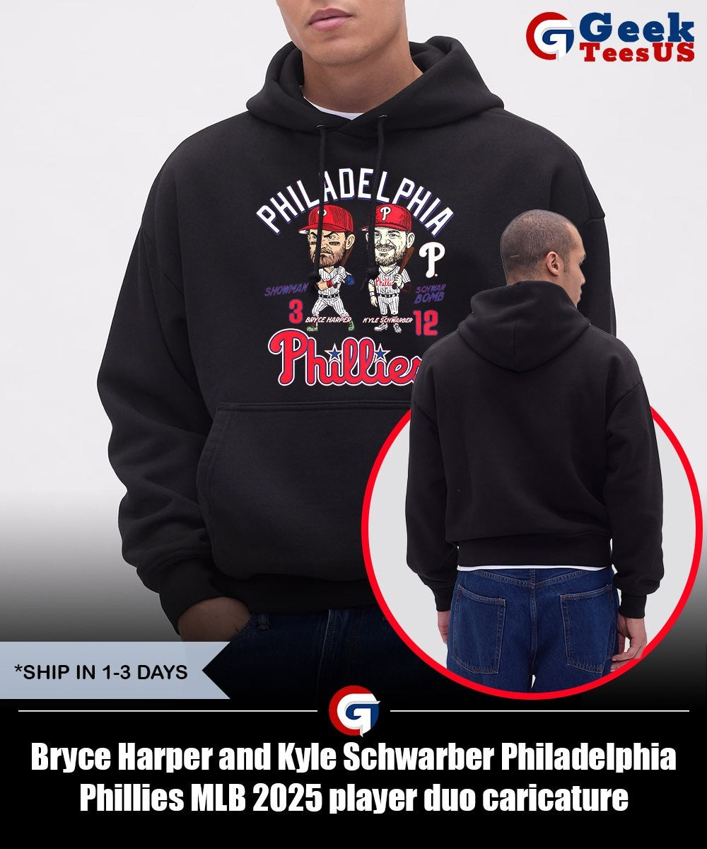Bryce Harper and Kyle Schwarber Philadelphia Phillies MLB 2025 player duo caricature shirt