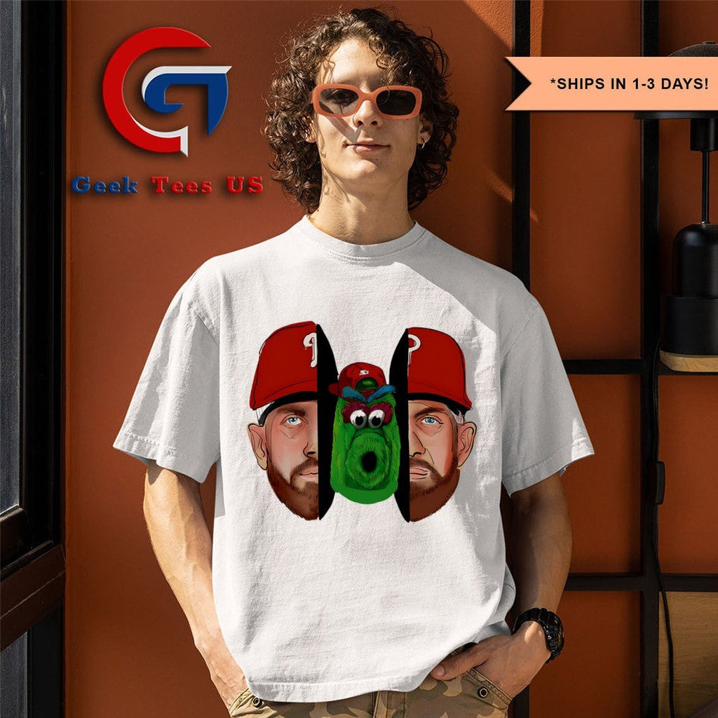 Bryce Harper split face Phillie Phanatic shirt