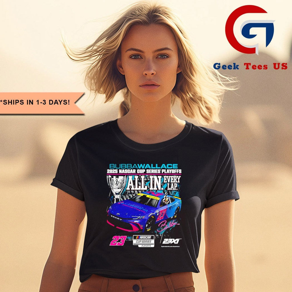 Bubba Wallace 23XI Racing 2025 NASCAR Cup Series Playoffs Columbia graphic shirt