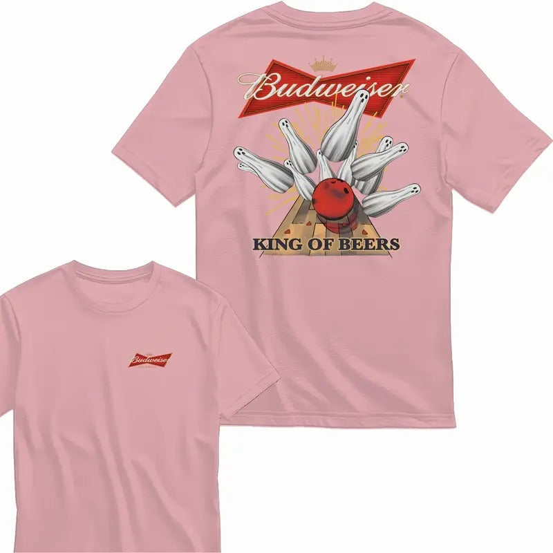 Budweiser Bowling Ghost Strike Beer Unisex T-shirt  Menswear Top Cotton 2 Side Tee Sweatshirt Hoodie | HypeDripTees.com